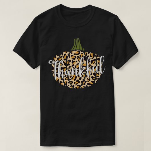 Thankful Leopard Pumpkin Woman Thanksgiving Gift M Tシャツ (デザイン正面)