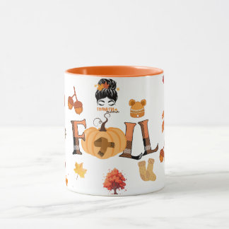 Thankful Mama Fall Mug – Cozy Autumn Pumpkin & Lea マグカップ
