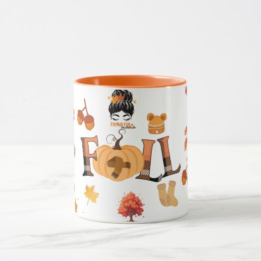 Thankful Mama Fall Mug – Cozy Autumn Pumpkin & Lea マグカップ (中央)