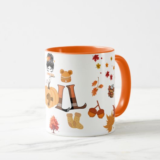 Thankful Mama Fall Mug – Cozy Autumn Pumpkin & Lea マグカップ (正面右)