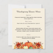Thankful Message Thanksgiving Dinner Menu (正面)