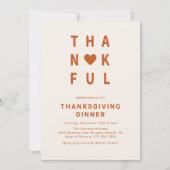Thankful Modern Minimalist Thanksgiving Dinner 招待状 (正面)