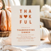 Thankful Modern Minimalist Thanksgiving Dinner 招待状