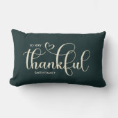 Thankful Personalized Family Name Dark Green ランバークッション (正面)