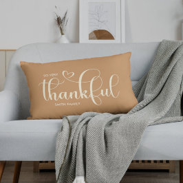 Thankful Personalized Family Name Orange ランバークッション