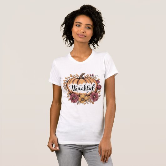 Thankful Pumpkin Fall Autumn Harvest Tシャツ (正面フル)