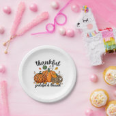 Thankful Pumpkin Grateful And Blessed  ペーパープレート (パーティー)