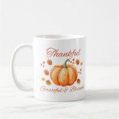 Thankful Pumpkin Grateful Blessed Fall Art コーヒーマグカップ (左)