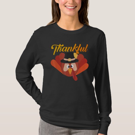 Thankful Pumpkin Happy Thanksgiving Day Turkey  Bo Tシャツ (正面)