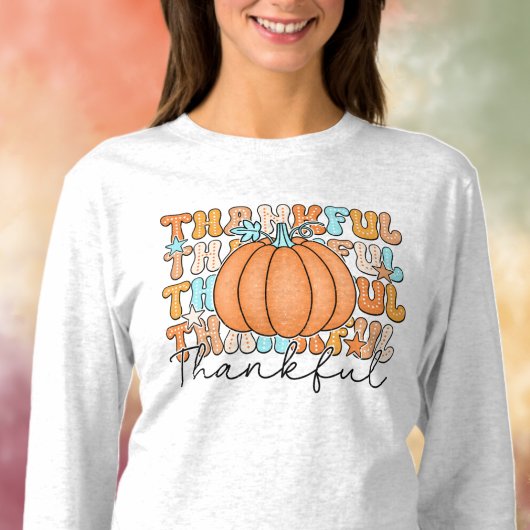 Thankful Pumpkin Long Sleeve Tshirt Tシャツ