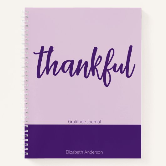 Thankful Script 紫の感謝ジャーナル 名前入り ノートブック (正面)