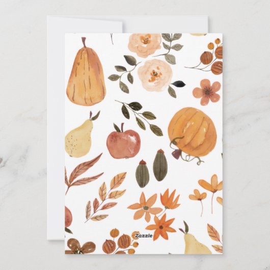 Thankful Script Fall Botanicals Photo Thanksgiving シーズンカード (裏面)