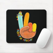 Thankful Teacher Funny Thanksgiving Peace Hand Sig マウスパッド (マウス)