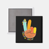 Thankful Teacher Funny Thanksgiving Peace Hand Sig マグネット (正面/裏面)
