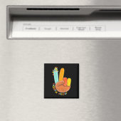 Thankful Teacher Funny Thanksgiving Peace Hand Sig マグネット (インサイチュ (食洗機))