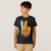 Thankful Teacher Funny Thanksgiving Peace Hand Sig Tシャツ (正面フル)