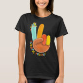 Thankful Teacher Funny Thanksgiving Peace Hand Sig Tシャツ (正面)