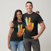 Thankful Teacher Funny Thanksgiving Peace Hand Sig Tシャツ (ユニセックス)