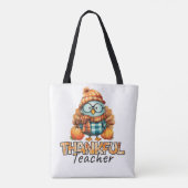 Thankful Teacher –Owl with Pumpkins & Plaid トートバッグ (裏面)
