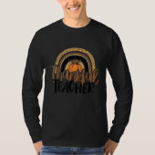 Thankful Teacher Thanksgiving Rainbow Leopard Fall Tシャツ (正面)