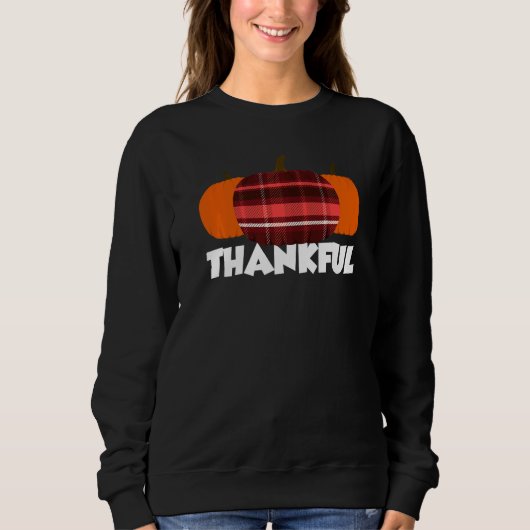 Thankful Thanksgiving Pumpkin Flannel   スウェットシャツ (正面)
