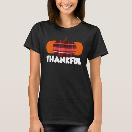 Thankful Thanksgiving Pumpkin Flannel Tシャツ (正面)