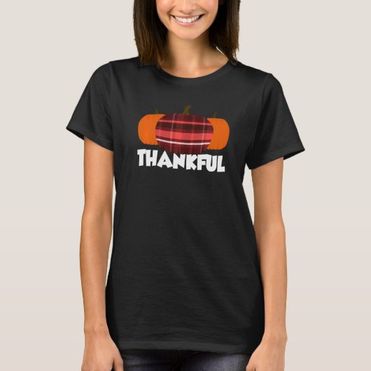 Thankful Thanksgiving Pumpkin Flannel   Tシャツ (正面)