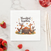 Thankful Together - Cute Woodland Animals Thanksgi スタンダードランチョンナプキン (インサイチュ)