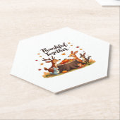 Thankful Together - Cute Woodland Animals Thanksgi ペーパーコースター (アングル)