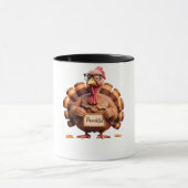 Thankful Turkey Design – Funny Holiday Art マグカップ (中央)