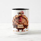 Thankful Turkey Design – Funny Holiday Art マグカップ (中央)