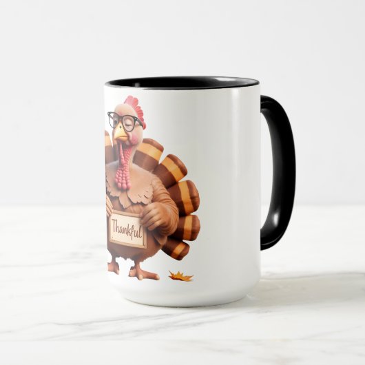 Thankful Turkey Design – Funny Holiday Art マグカップ (正面右)