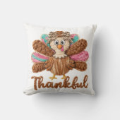 Thankful Turkey Design – Latch Hook Yarn Crochet S クッション (正面)
