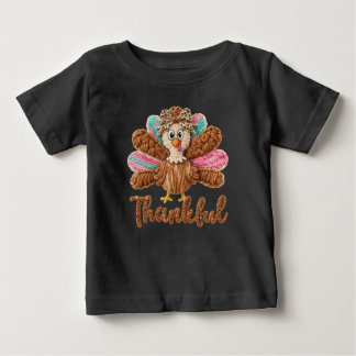 Thankful Turkey Design – Latch Hook Yarn Crochet S ベビーTシャツ
