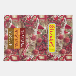 "Thankful & Twinkling: Personalized Holiday Cheer  キッチンタオル