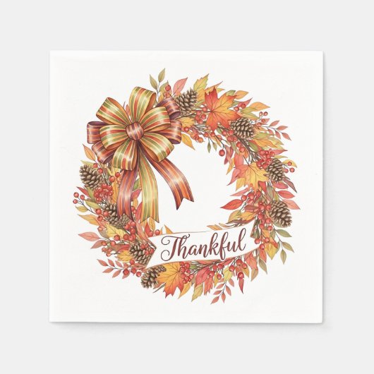 Thankful Wreath スタンダードカクテルナプキン (正面)