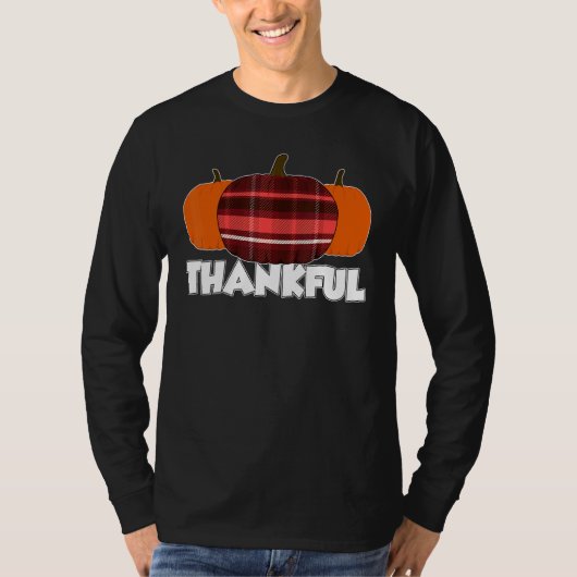 Thankfull Thanksgiving Pumpkin Flannel Tシャツ (正面)
