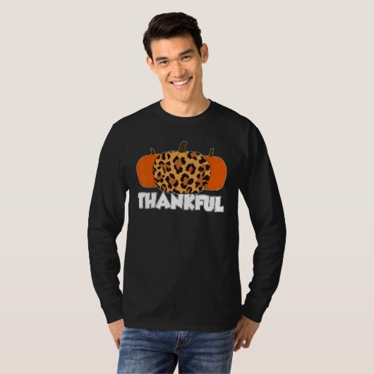 Thankfull Thanksgiving Pumpkin Leopard Tシャツ (正面フル)