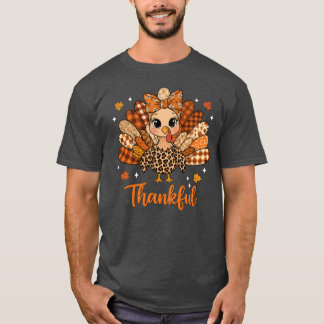 Thankfulurkey Fall Leopard Patchworkhanksgiving vi Tシャツ