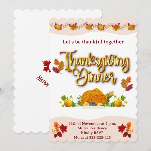 'Thankgiving' Flat Card (正面/裏面)
