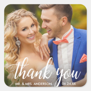 Thanks 結婚 Thank You Bride And Groom Photo スクエアシール