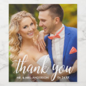 Thanks 結婚 Thank You Bride And Groom Photo ワインラベル (シングルラベル)