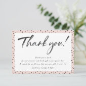 THANKS 結婚 YOU BLACK ink書道赤面ピンク サンキューカード (スタンド正面)