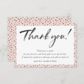 THANKS 結婚 YOU BLACK ink書道赤面ピンク サンキューカード (正面/裏面)