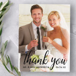 Thanks 結婚 You Bride And Groom Photo B ポストカード<br><div class="desc">お礼結婚の新郎新婦フォトポストカード – 黒いスクリプト</div>
