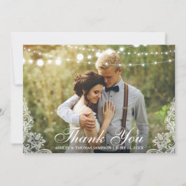 Thanks 結婚 You Lace and String Lights写真 サンキューカード