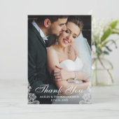 Thanks 結婚 You Lace Trim Photo サンキューカード (スタンド正面)