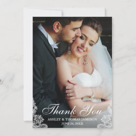 Thanks 結婚 You Lace Trim Photo サンキューカード