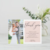 THANKS 結婚 YOU photo エレガント black赤面ピンク サンキューカード (スタンド正面)