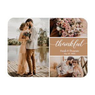 Thanks 結婚 You Photo Collage Brown マグネット